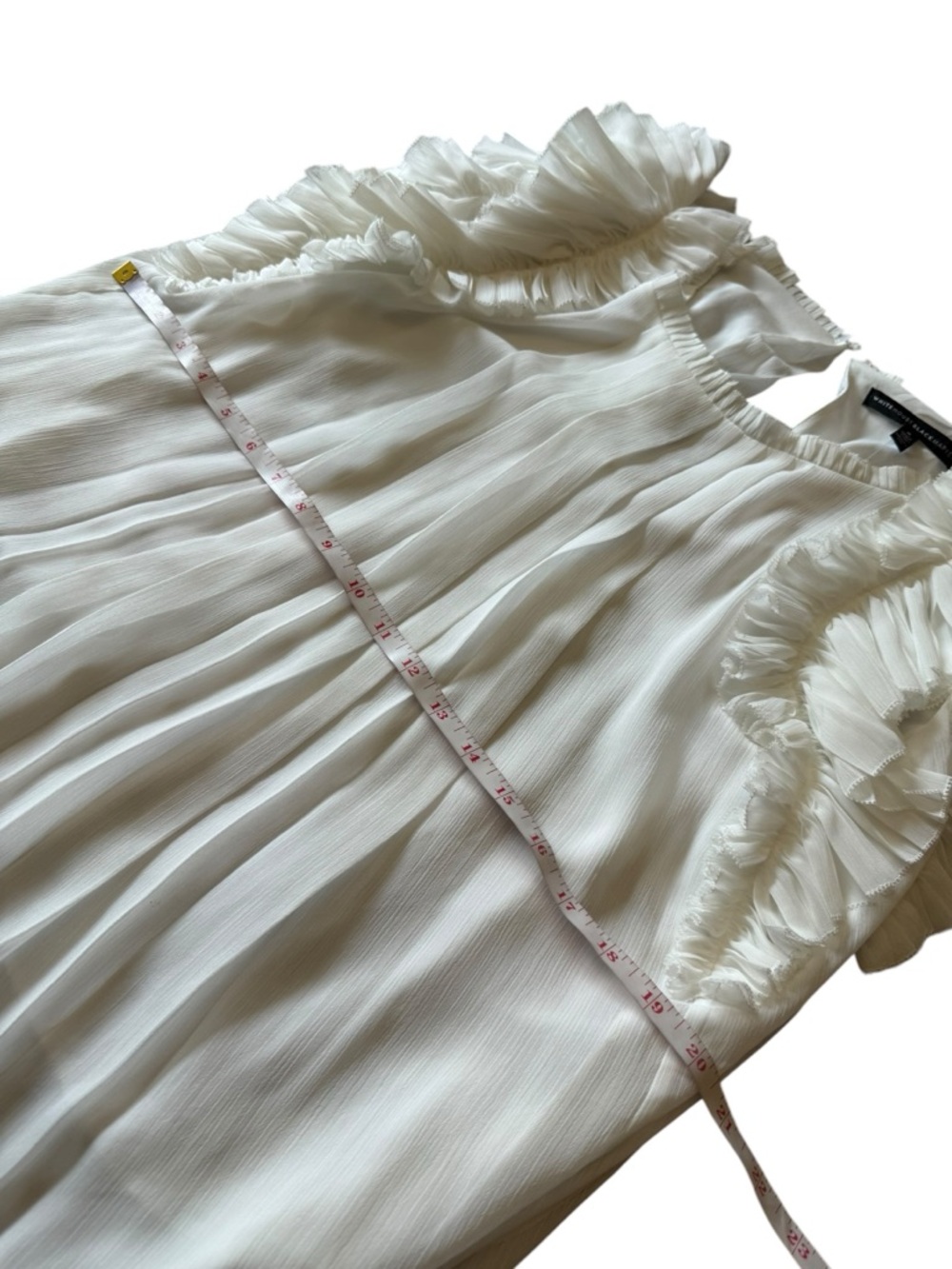 White House Black Market White Ruffled Pleated Sleeveless Top - Picture 6 of 11
